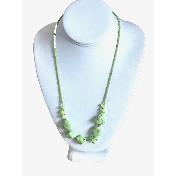 Artisan Jewelry - Hand Crafted Artisan Natural Gespeite Stone Nugget Beaded Necklace 22"